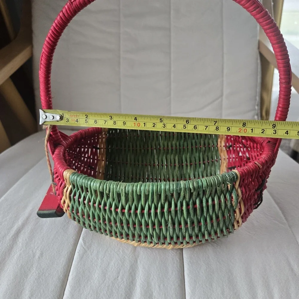 Vintage Watermelon Wicker Small Basket Cottagecore Farmcore Decor